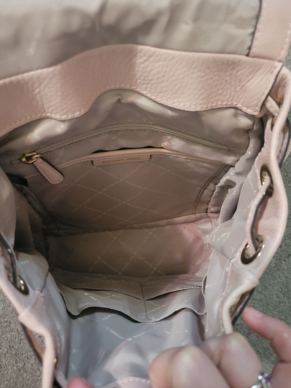 Michael Kors Powder Pink Pebbled Leather Studded Backpack And Wallet - Picture 8 of 12
